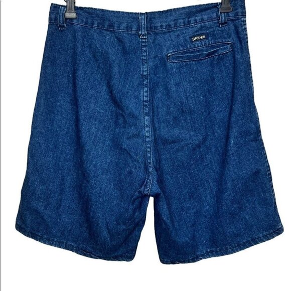 Vintage Mom Jeans Pleated Denim Jean Bermuda High Rise Shorts Size 32​ - Picture 4 of 6